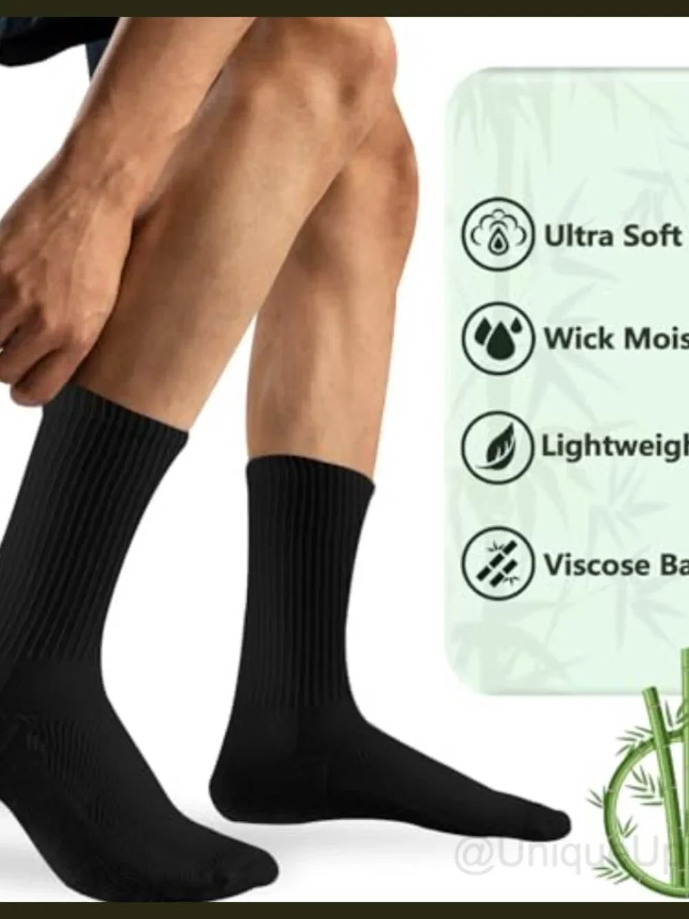 Men's Bamboo Viscose Crew Dress Socks 6 Pairs Cushioned Smell Control